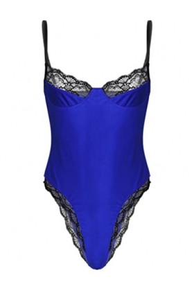 iiniim Homme Sissy Lingerie Sexy Dentelle Body String Transparent Combinaison Ouvert Wetlook Bodysuit Nuisette Babydoll Vêtem