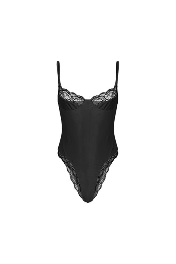 iiniim Homme Sissy Lingerie Sexy Dentelle Body String Transparent Combinaison Ouvert Wetlook Bodysuit Nuisette Babydoll Vêtem