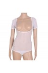 LinvMe Maille Filet Transparente Poitrine Ouvert De Danse du Ventre De Femmes Bodysuit Blanc