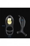 Double Penetration Gode Couple Anneau Vibrant Pe?nis,Vibrateur Anneau avec 10 Vibration pour Homme avec érection,Double Annea