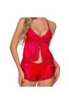 Angelof Nuisette Dessous Coquin 2 Sets Dentelle Bodydoll V-Neck Dentelle DéTails Pyjamas Lingerie Sexy Femme Erotique Coquine