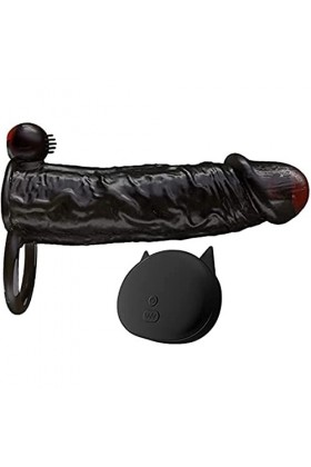 OusIka Mânchőn de Gáinés Pé&Ņĩs Rêtardemént Préservatif de Vibration À Double Bouche Muscle Line Homme Étendez Et Élargissez 