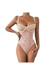 Dasongff Body Femme Sexy Chic Ouvert Nuisettes Sensuelle avec Motif Jacquard Teddy Une Piece Lingerie Érotique Sexy Hot Coqui