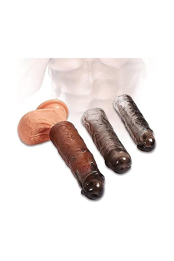 MayNuo Pénis Extenseur de Manche Préservatif Pour Hömmé Retard Rehausser Gaine Réaliste Renfort de Membranesensation de Peau 