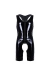 ranrann Body Homme Sexy String Ouvert Bodysuit Cuir Verni High Cut Combinaison Zipper Justaucorps Wetlook Lingerie Erotique J