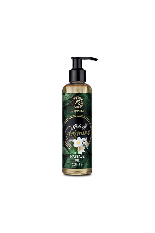 Huile de massage Midnight Jasmine 200ml - 100% Pur & Naturel - Bon Sommeil - Relax - Beauté - Bien-Être - Peau - Bouteille en