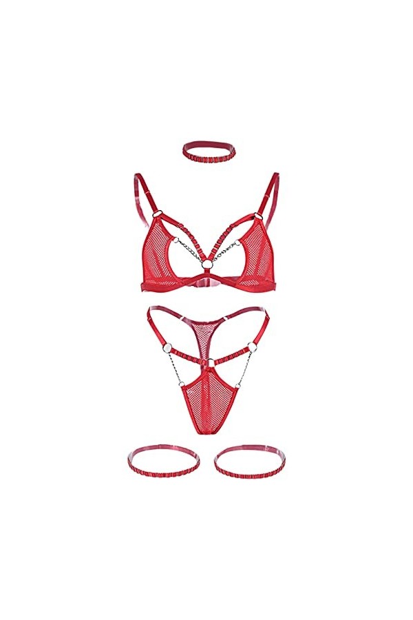 Femme Sexy Bodystocking Ouvert Entrejambe Bodysuit sous-vêtements érotiques Poitrine Sexy de pêche exposé métal Lourd Artisan