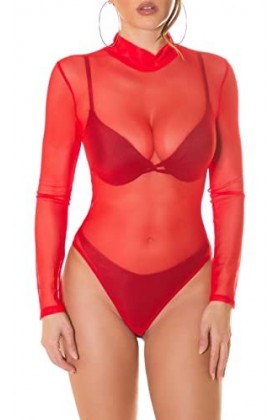 Koucla Body sexy transparent, rouge, taille unique