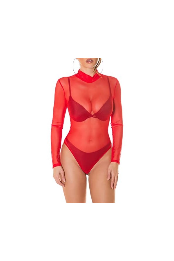 Koucla Body sexy transparent, rouge, taille unique