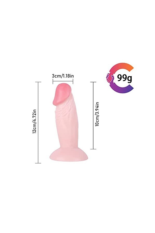 Petit Gode Femme Sex Realiste Gode Réaliste avec Ventouse Forte en Silicone Souple,Ventouse Godemich