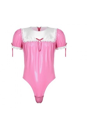 ranrann Homme Combinaison Sexy Bodysuit Cuir Verni Body String Dos Nu Lingerie Wetlook Body de Nuit Catsuit Moulant Gay Jumps