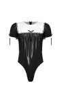 ranrann Homme Combinaison Sexy Bodysuit Cuir Verni Body String Dos Nu Lingerie Wetlook Body de Nuit Catsuit Moulant Gay Jumps