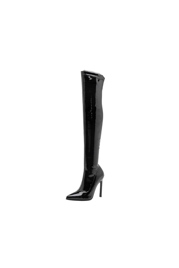 WOkismD 12CM/4.72IN Bout Pointu Stiletto Talons Femmes Sexy Cuisse Haute Bottes Discothèque Prom Party Pole Dancing Bottes,No