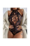 ASRX Body One Piece Black V-Cou Lingerie Hot Erotic Teddies Body Sexy Femmes Dentelle Florale Sexy Costume Plus La Taille S-3