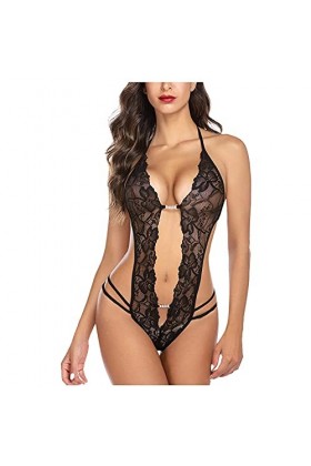 Femmes Sexy Dentelle Dos Nu Combinaison Sexy Lingerie Body Pyjamas Bandage Culotte Ouverte Ouvrir Le Dos sous-Vêtements Trans