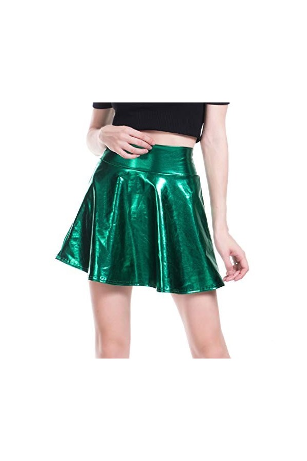 Femmes en Cuir Verni Brillant Jupe Aspect Cuir mouillé Wetlook Unique Mini Robe De Fête Costume Clubwear Soirée Linferie