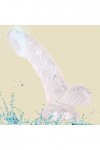 Gode Jelly Cristal Transparent Lông Gode vëntòusë Pòrtable Gode Realiste Femme Sex Matériau en Verre,Doux et Facile à Transpo