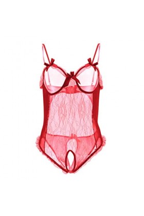 ASRX Body One Piece Black V-Cou Lingerie Hot Erotic Teddies Body Sexy Femmes Dentelle Florale Sexy Costume Plus La Taille S-3