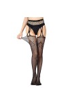 Femmes Sexy RéSille Ouverte Collants Doux Lingerie Transparent Body en Dentelle ÉRotique