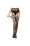 Femmes Sexy RéSille Ouverte Collants Doux Lingerie Transparent Body en Dentelle ÉRotique