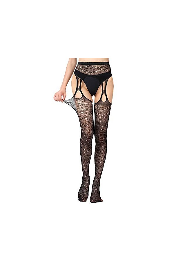 Femmes Sexy RéSille Ouverte Collants Doux Lingerie Transparent Body en Dentelle ÉRotique