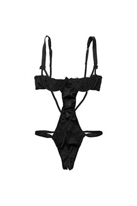 FEESHOW Body String Dentelle Transparent Femme Bikini Sexy Femme Micro String Bain Maillot de Bain 1 Pièce Femme Tankini Ense