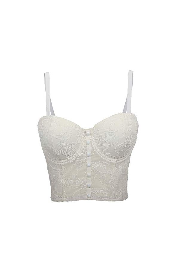 Woboren Débardeur à Bretelle Femme Corset Bustier Bra Veste de Clubwear Crop Top