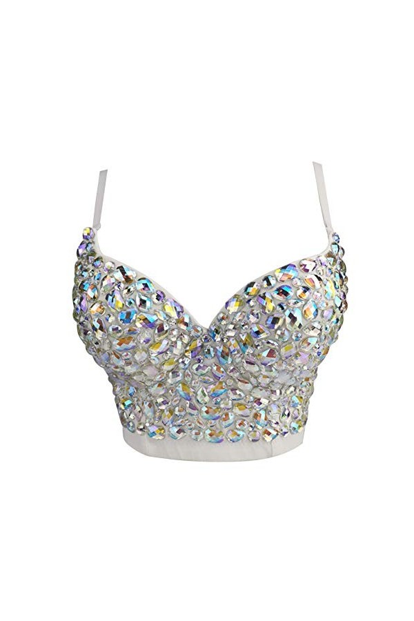 Woboren Débardeur à Bretelle Femme Corset Bustier Bra Veste de Clubwear Crop Top