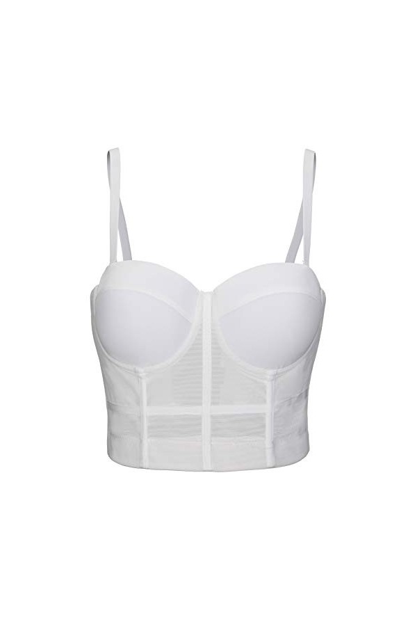 Woboren Débardeur à Bretelle Femme Corset Bustier Bra Veste de Clubwear Crop Top