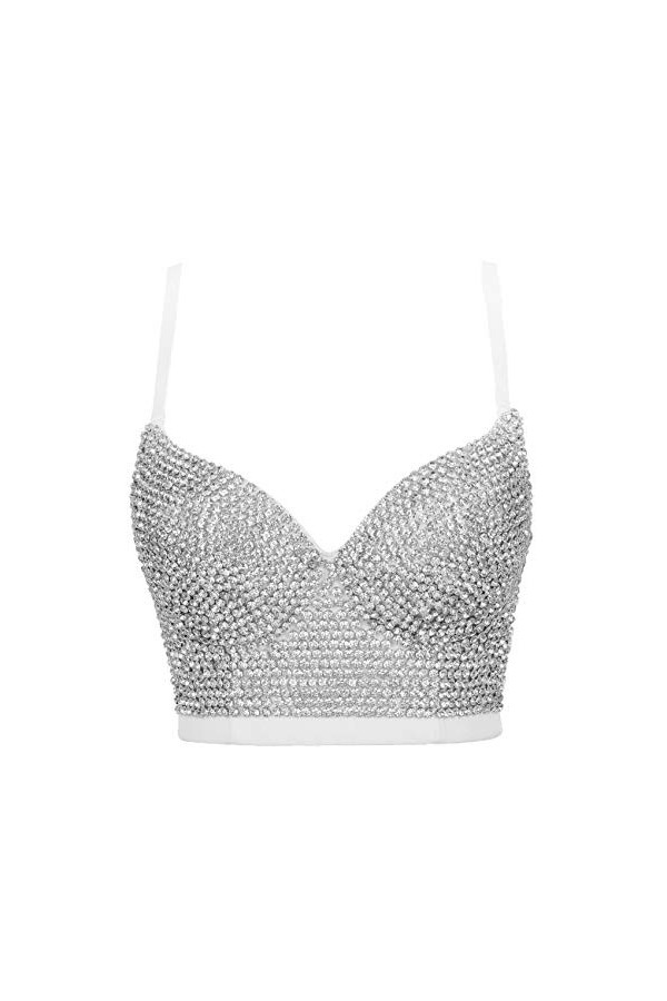 Woboren Débardeur à Bretelle Femme Corset Bustier Bra Veste de Clubwear Crop Top