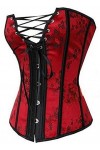 Kelvry Gothique Bustier Florale Lycra Jacquard Lacets Corset Rouge S-6XL