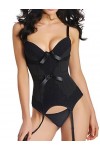Bslingerie® Femmes Sexy Voir à Travers Overbust Corset Bustier Lingerie Noir, M 