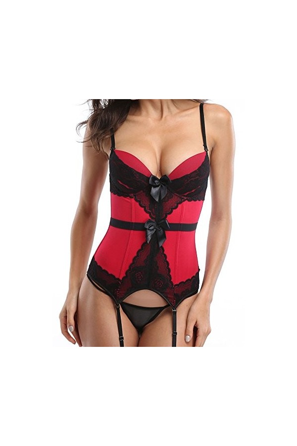 Bslingerie® Femmes Sexy Voir à Travers Overbust Corset Bustier Lingerie Noir, M