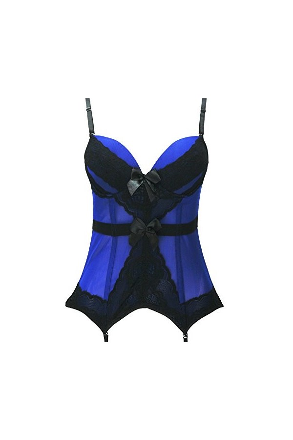 Bslingerie® Femmes Sexy Voir à Travers Overbust Corset Bustier Lingerie Noir, M