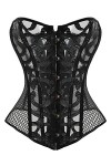 Kelvry Corset bustier sexy en satin à lacets pour femme Noir