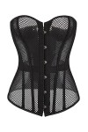 Kelvry Corset bustier sexy en satin à lacets pour femme Noir
