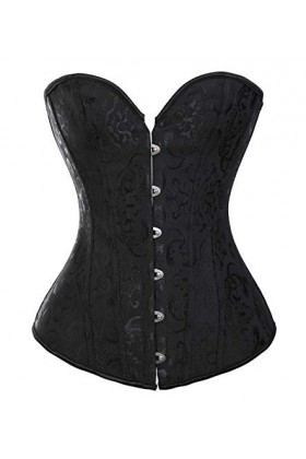 Beauty-You Femme Bustiers et corsets Broderie Serre-Taille Guêpière Noeud Papillon avec G-string L, Black 2 