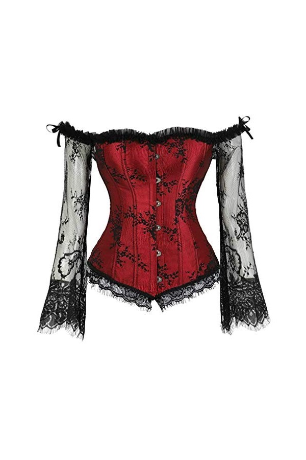 Kelvry Bustier sexy basque à épaules dénudées à lacets pour femme