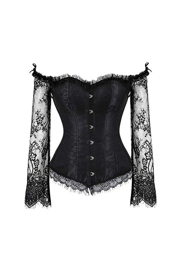 Kelvry Bustier sexy basque à épaules dénudées à lacets pour femme