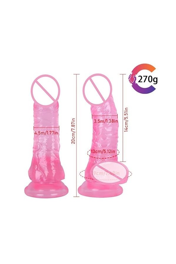 Godes pour Femme Realiste Penis Va Et Vient Ventouse, Godemichet Silicone Souple pour Homme Anale Canne de Massage, Peau Gode