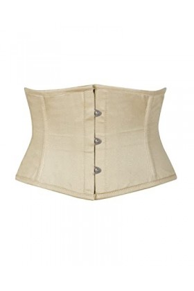 Corset Waspie en coton avec baleines en acier pour femme, beige, XXL