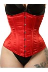 Royals Fashion Corset en satin pour femme avec double baleines en acier, Rouge, XXS