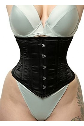 Royals Fashion Corset robuste en satin pour femme avec double baleines en acier, Noir , XXS