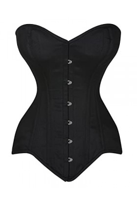 Royals Fashion Corset en coton à double baleines en acier pour femme, Noir , XXS