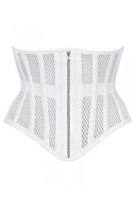 Corset robuste en maille pour femme avec baleines en acier, violet, 3XL