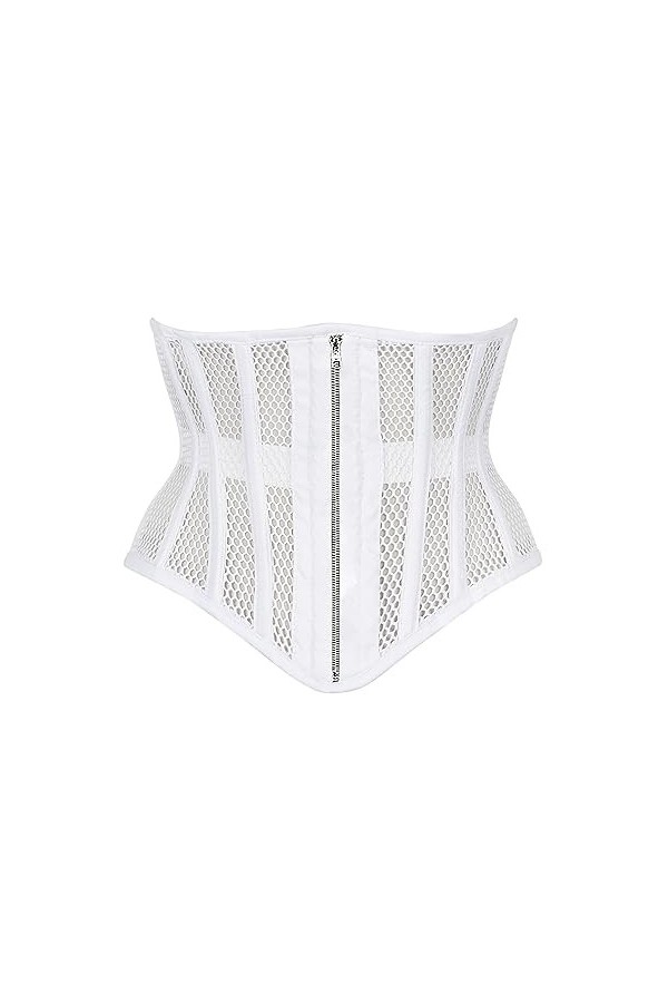 Corset robuste en maille pour femme avec baleines en acier, violet, 3XL