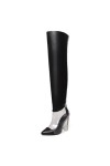 WOkismD 9.5CM / 3.74IN miroir en cuir verni transparent en forme spéciale Wedge Over-The-Knee Boots T Stage Catwalk Plus Size