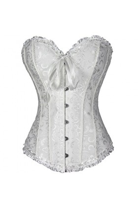 Corset à lacets pour femme en satin motif floral, grande taille - - 5X-Large