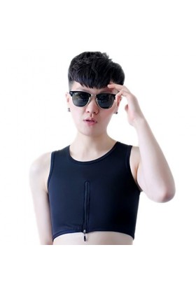 BaronHong Tomboy Trans Lesbiennes Moyen Zipper Bambou Charbon de Bois Fiber Poitrine Classeur Corset Plus Size Court Débardeu