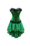 Josamogre Corset Jupe Bustier Robe Femmes Sexy Dentelle Floral Guêpière Lingerie Grande Taille Halloweenn Vert Noir XL